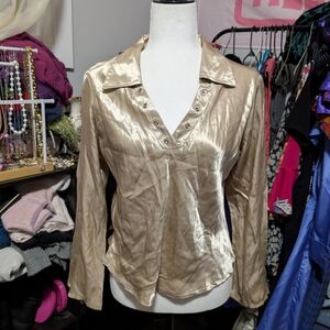 Vintage Gold Silky Flare Sleeve Top